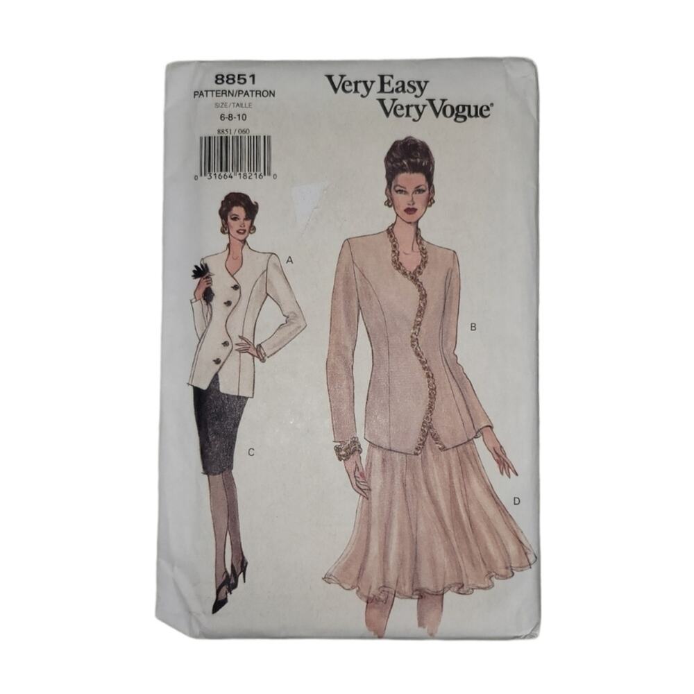 Very Easy Very Vogue Sewing Pattern 8851 Misses Top & Skirt Size 6-10 Vtg UNCUT